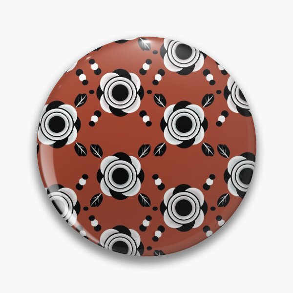 Item preview, Patrón geométrico de flores blancas negras sobre fondo naranja designed and sold by Pchra-store.