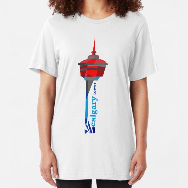 Calgary Tower Geometric Design Slim Fit T-Shirt