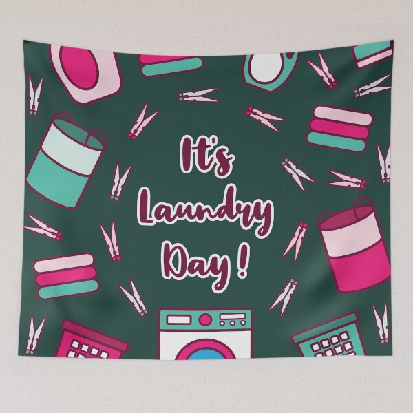 Item preview, It's Laundry Day | Green Pink | Dark Green designed and sold by Wintre2.