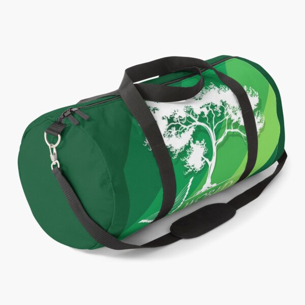 Item preview, World Environment Day - White Silhouette of a Tree and Butterfly with White Text Slogan on a Striped Green Background designed and sold by WearWolfDesigns.