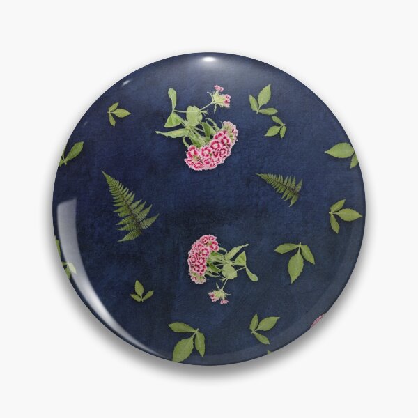 Item preview, Deep Blue Sweet William and Fern Textured Seamless Pattern designed and sold by cozycaroline.