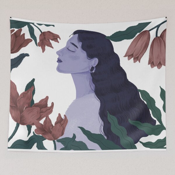Item preview, Retro vintage Girl Within Flowers Painting  designed and sold by TheImperfecto.