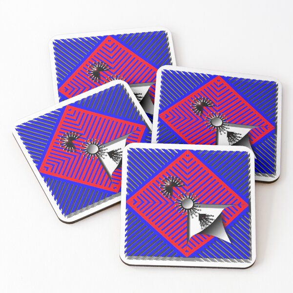 Item preview, Square, corona, grid, (418) (blue, red,) decorative, digital, colorful, abstract, designed and sold by Paszkan.