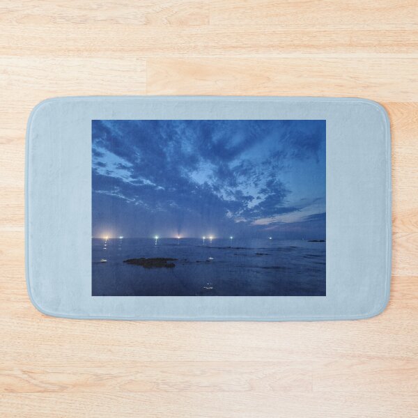 Item preview, The sight of lighted cuttlefish ships  after sunset in the eastern sea of Jeju, Jeju Island.Korea. designed and sold by human8891.