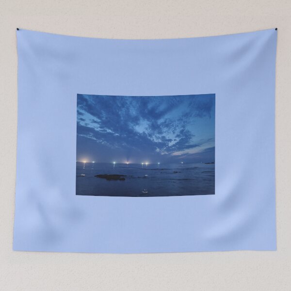 Item preview, The sight of lighted cuttlefish ships  after sunset in the eastern sea of Jeju, Jeju Island.Korea. designed and sold by human8891.