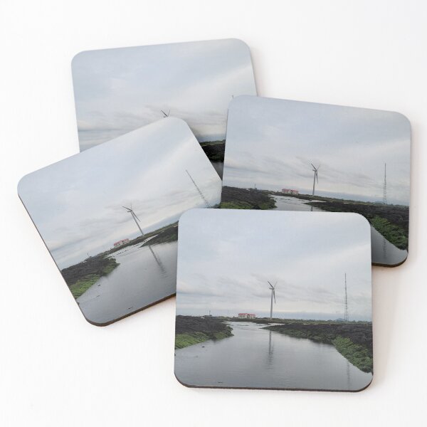 Item preview, Sunset and windmills projected on the eastern seacoast of Jeju at sunset, Jeju Island.Korea. designed and sold by human8891.