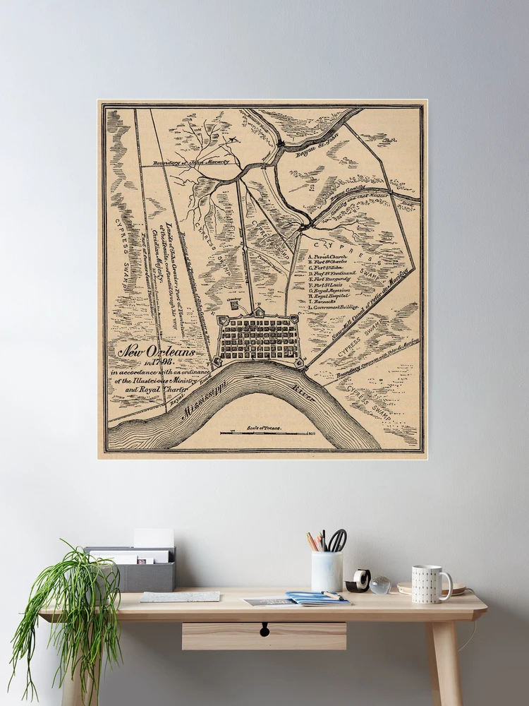 HISTORIX Vintage 1851 New Orleans Map Print - 18x24 Inch Wall Art, Historic Bird's Eye View Poster - View #4