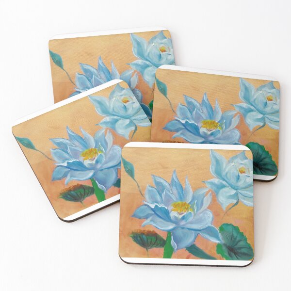 Item preview, Two Blue Lotus on Gold designed and sold by jennyleeandjim.