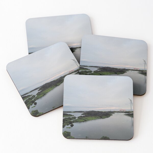 Item preview, Sunset and windmills projected on the eastern seacoast of Jeju at sunset, Jeju Island.Korea. designed and sold by human8891.