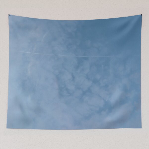 Item preview, Baby Slate Blue Sky and White Cloud Pattern Featuring a Plane Contrail Flying Travel designed and sold by PrettyLittlePic.