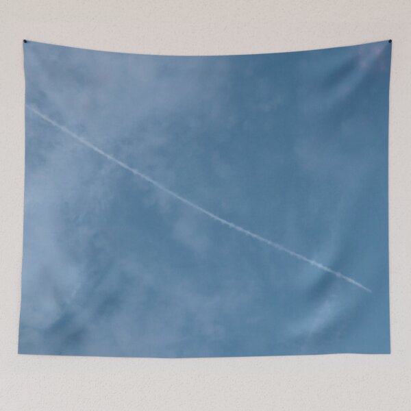 Item preview, Light Blue Sky and White Clouds Featuring a Plane Contrail Flying Travel  designed and sold by PrettyLittlePic.