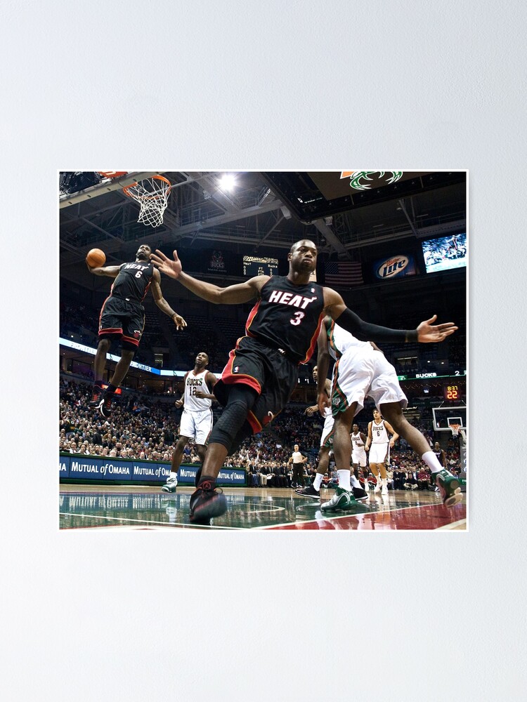 Lebron James Dwyane Wade Iconic Dunk Poster For Sale By Maxomillions Redbubble 7598