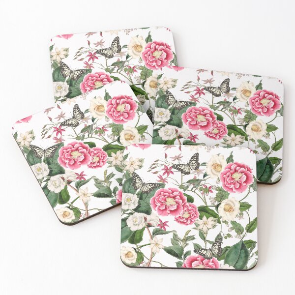 Item preview, Roses and Butterflies on White designed and sold by meggydesigns.