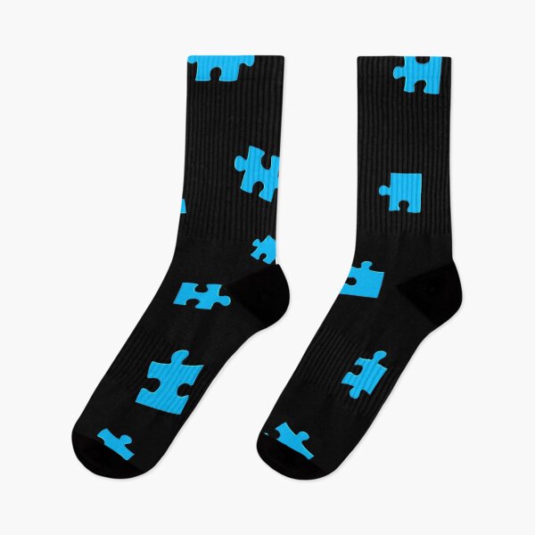 Item preview, Puzzle Pieces Pattern (Black and Blue) designed and sold by the-krisney-way.