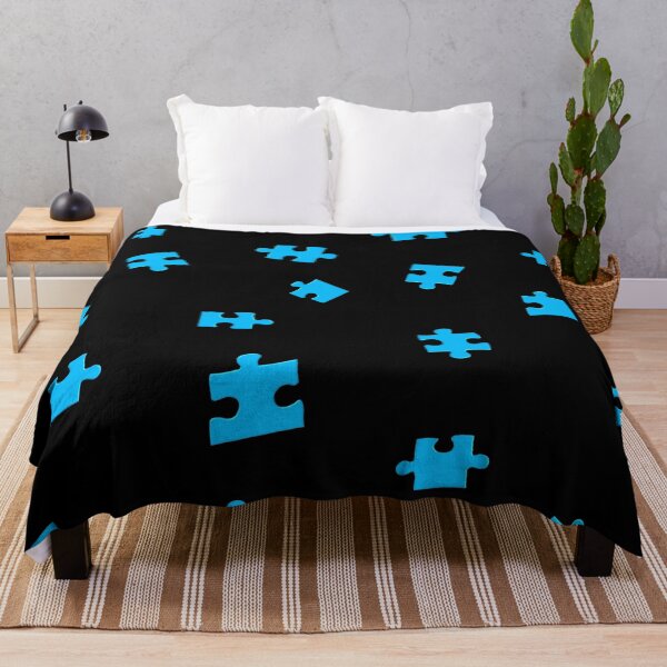 Item preview, Puzzle Pieces Pattern (Black and Blue) designed and sold by the-krisney-way.
