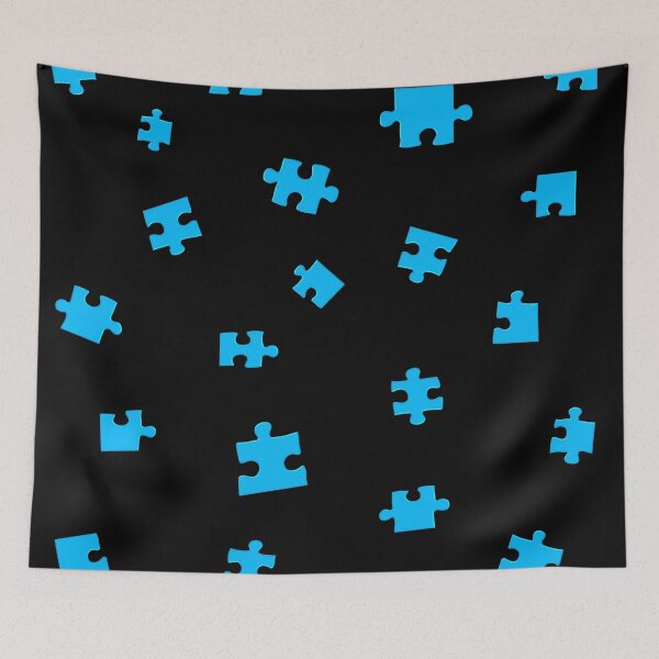 Item preview, Puzzle Pieces Pattern (Black and Blue) designed and sold by the-krisney-way.
