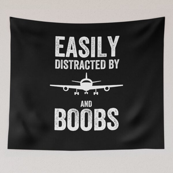 Item preview, Easily Distracted By Airplanes Funny Masculine T-shirt For Men Men's Humor Aviation Pilot Airplane Lover designed and sold by Cloudlia.