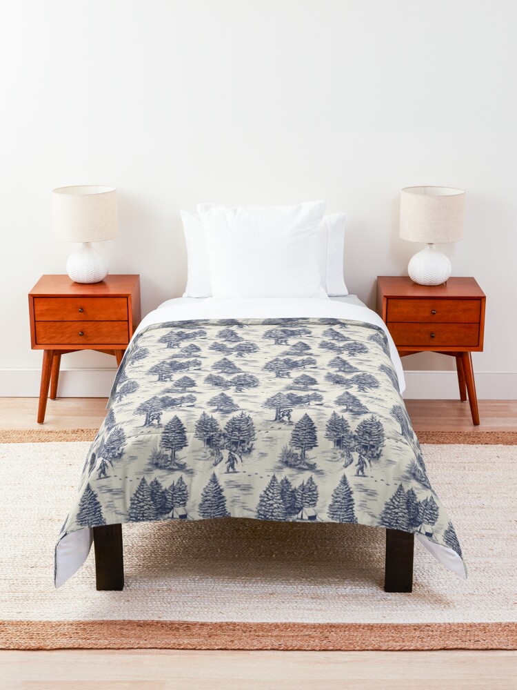 Alternate view of Bigfoot / Sasquatch Toile de Jouy in Blue Comforter