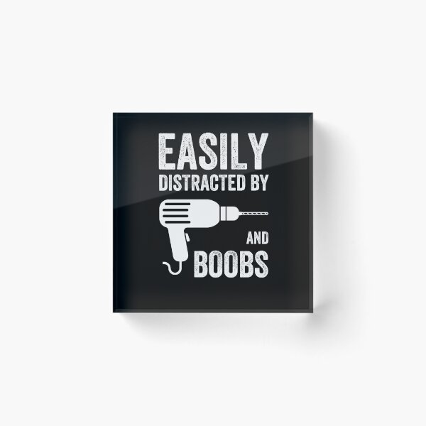 Item preview, Easily Distracted By Drills and Boobs Funny Masculine T-shirt For Men Men's Humor Mechanic designed and sold by Cloudlia.
