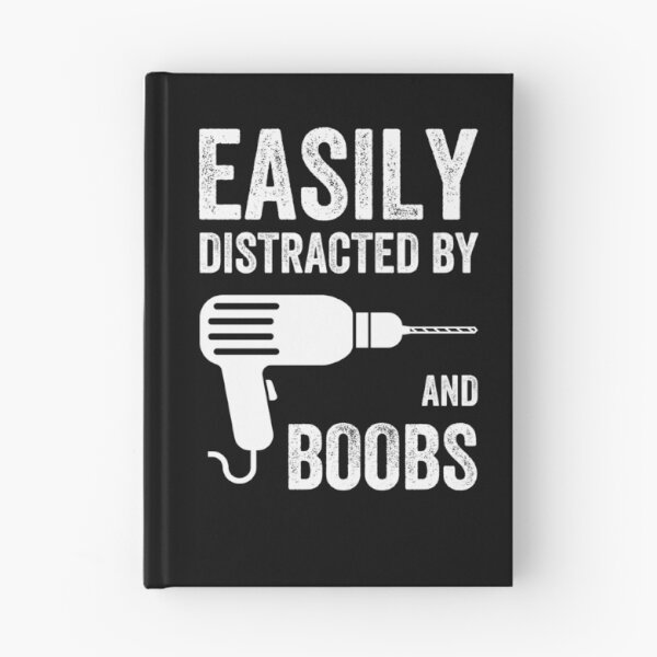 Item preview, Easily Distracted By Drills and Boobs Funny Masculine T-shirt For Men Men's Humor Mechanic designed and sold by Cloudlia.
