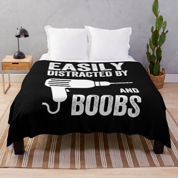 Item preview, Easily Distracted By Drills and Boobs Funny Masculine T-shirt For Men Men's Humor Mechanic designed and sold by Cloudlia.