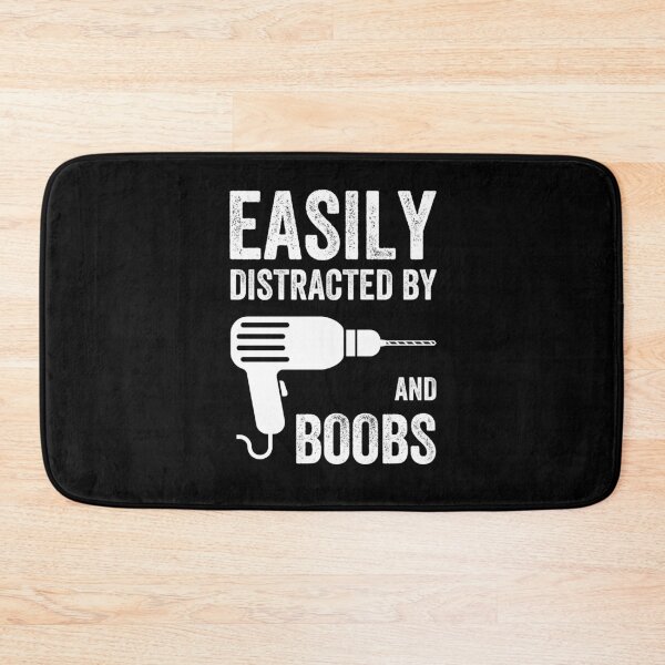 Item preview, Easily Distracted By Drills and Boobs Funny Masculine T-shirt For Men Men's Humor Mechanic designed and sold by Cloudlia.
