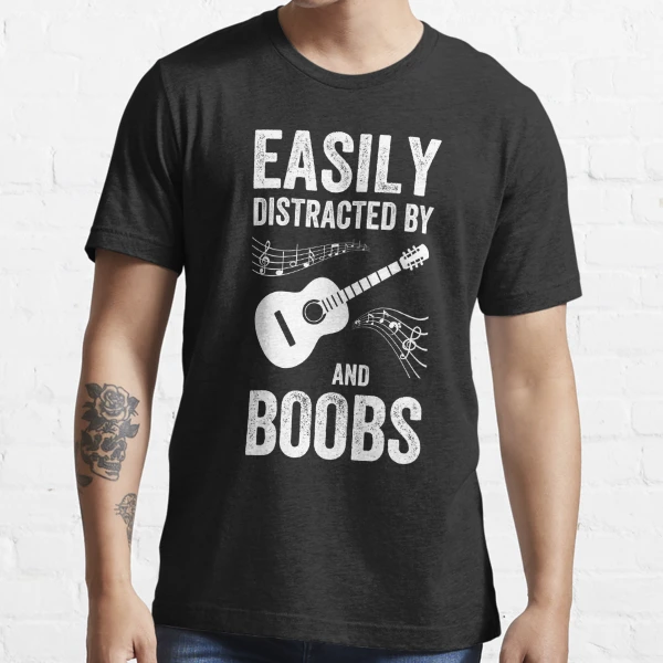 Easily Distracted By Guitars And Boobs - Ladies V-Neck 