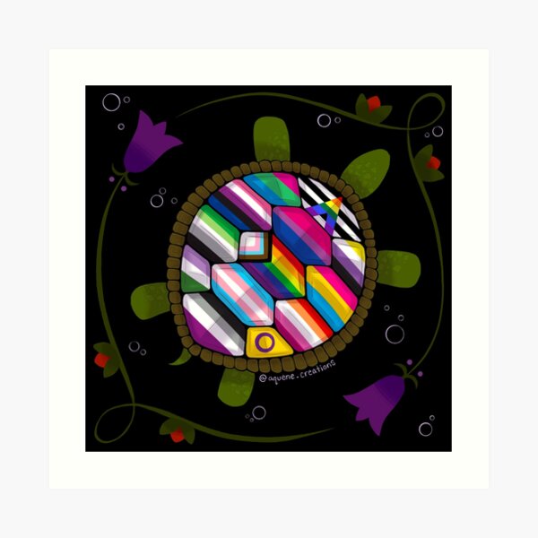 Floral Turtle Island Indigenous Pride Art Print