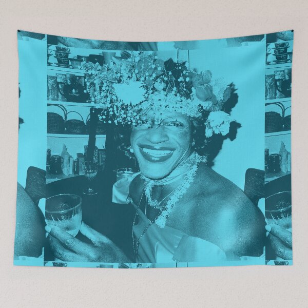 Item preview, Marsha P Johnson = Queen of the Village (teal) designed and sold by Thelittlelord.
