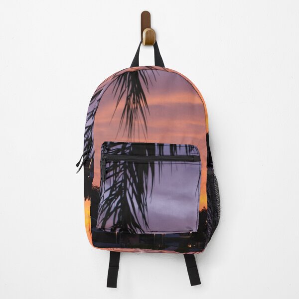 Item preview, Colorful sunset scene through the palm designed and sold by Zina Stromberg.