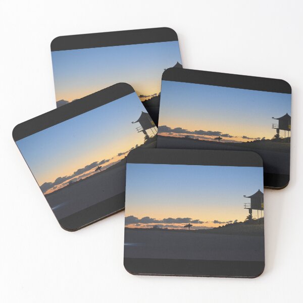 Item preview, First Light Surfer Silhouette at Snapper Rocks Gold Coast Australia designed and sold by SaltySurfgirl.