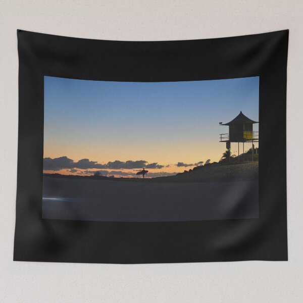 Item preview, First Light Surfer Silhouette at Snapper Rocks Gold Coast Australia designed and sold by SaltySurfgirl.