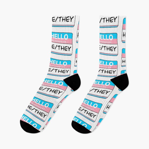 Item preview, He/they pronouns trans hello sticker designed and sold by Thatgaybrand.