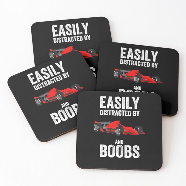 Item preview, Easily Distracted By Race Cars and Boobs Funny Masculine T-shirt For Men Men's Humor designed and sold by Cloudlia.