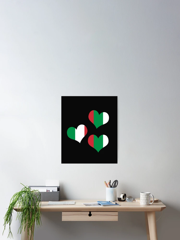 Thumbnail 2 of 3, Poster, Italian flag hearts designed and sold by DesignsofNote.