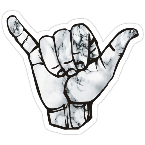 shaka hand marble stickers by ldeitch redbubble