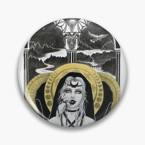 Item preview, Triple Goddess - dark goddess, witches of the night, black and white painting, witchy vibes, mysterious art, mood, magical painting, gothic art, nocturnal, creepy vibes, horror gothic designed and sold by SSINAMOON.