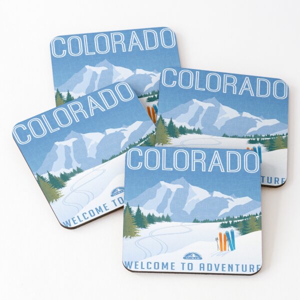 Item preview, Vintage Travel USA - Vintage Colorado Welcome To Adventure Sking Scene with Snow and Mountains designed and sold by WearWolfDesigns.
