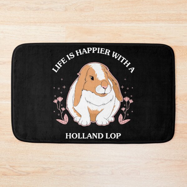 Item preview, Life Is Happier Holland Lop Bunny Rabbit print designed and sold by jakehughes2015.