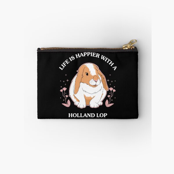 Item preview, Life Is Happier Holland Lop Bunny Rabbit print designed and sold by jakehughes2015.