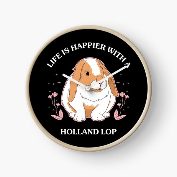 Item preview, Life Is Happier Holland Lop Bunny Rabbit print designed and sold by jakehughes2015.