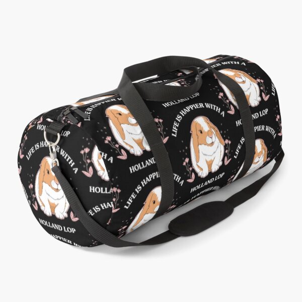 Item preview, Life Is Happier Holland Lop Bunny Rabbit print designed and sold by jakehughes2015.