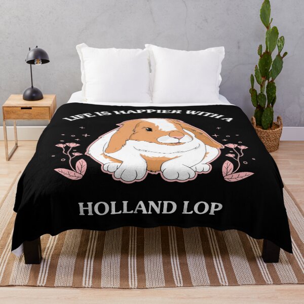 Item preview, Life Is Happier Holland Lop Bunny Rabbit print designed and sold by jakehughes2015.
