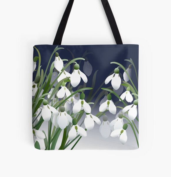 Spring Snowdrops - White Flowers All Over Print Tote Bag