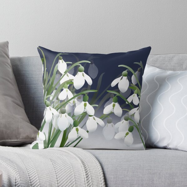 Spring Snowdrops - White Flowers Throw Pillow