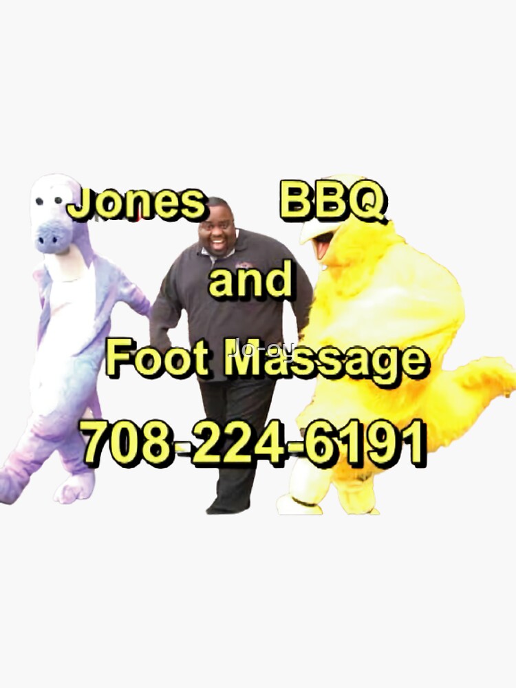 "Jones BBQ and Foot Massage with high resolution" Sticker for Sale by Jooy Redbubble