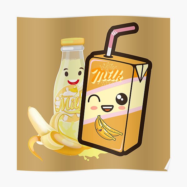 Kawaii Banana Milk Milk Kawaii Banana Cartoon Cute Poster For Sale By Soffylee586 Redbubble