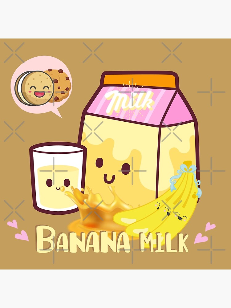 Póster Kawaii Banana Milk Milk Kawaii Banana Cartoon Cute De