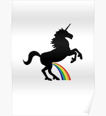 Unicorn Rainbow Pee (black design) Poster