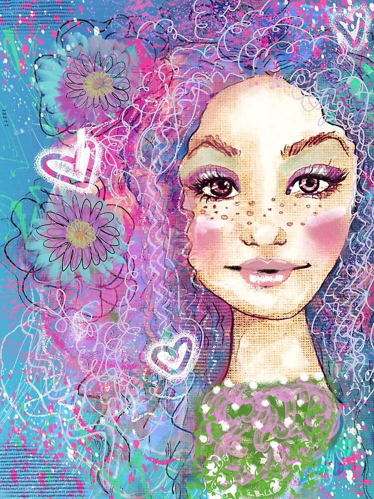 "Mixed Media Girl with Freckles" Poster for Sale by EEGCreative Redbubble